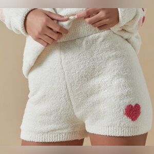 Francesca's Collections Cream Shorts with Red Heart Accent